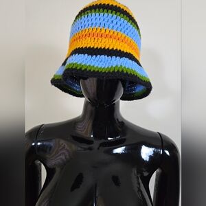 Boohoo Kids Striped Crochet Bucket Hat